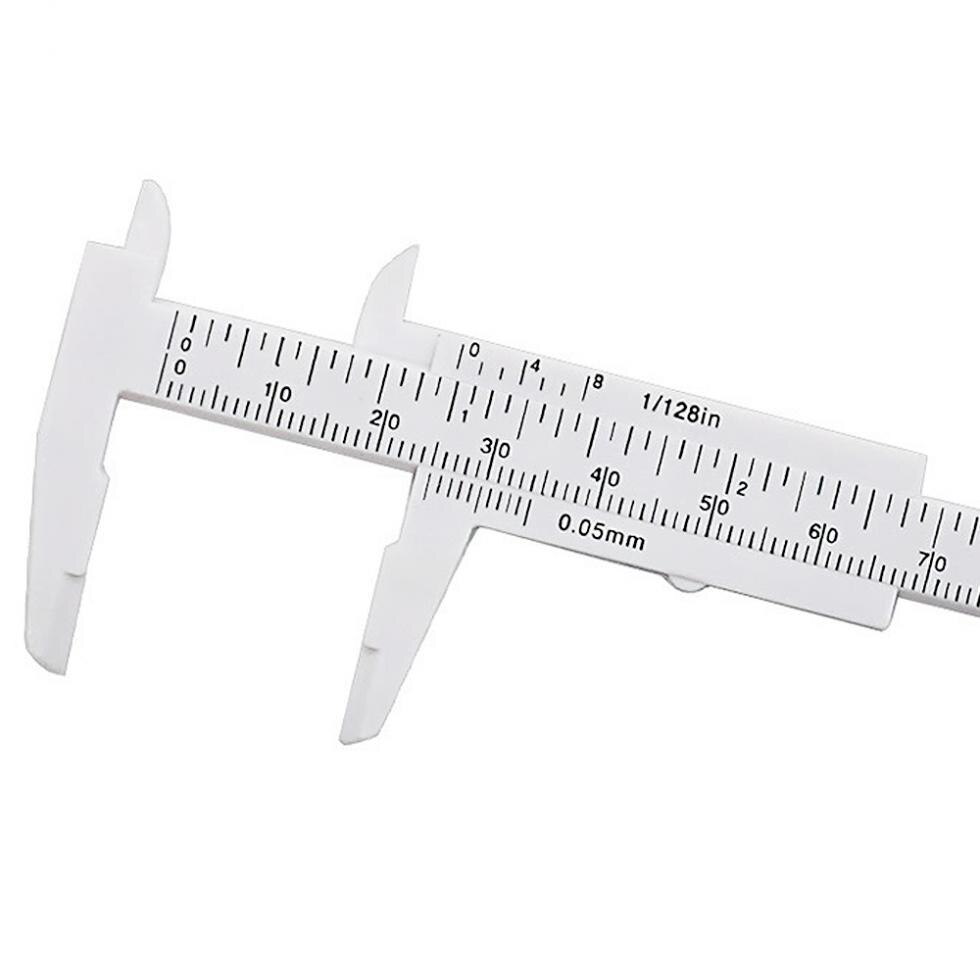 0-80mm Double Scale White Plastic Vernier Caliper with White Mini Measurement Tool for Students/Antique Measurement