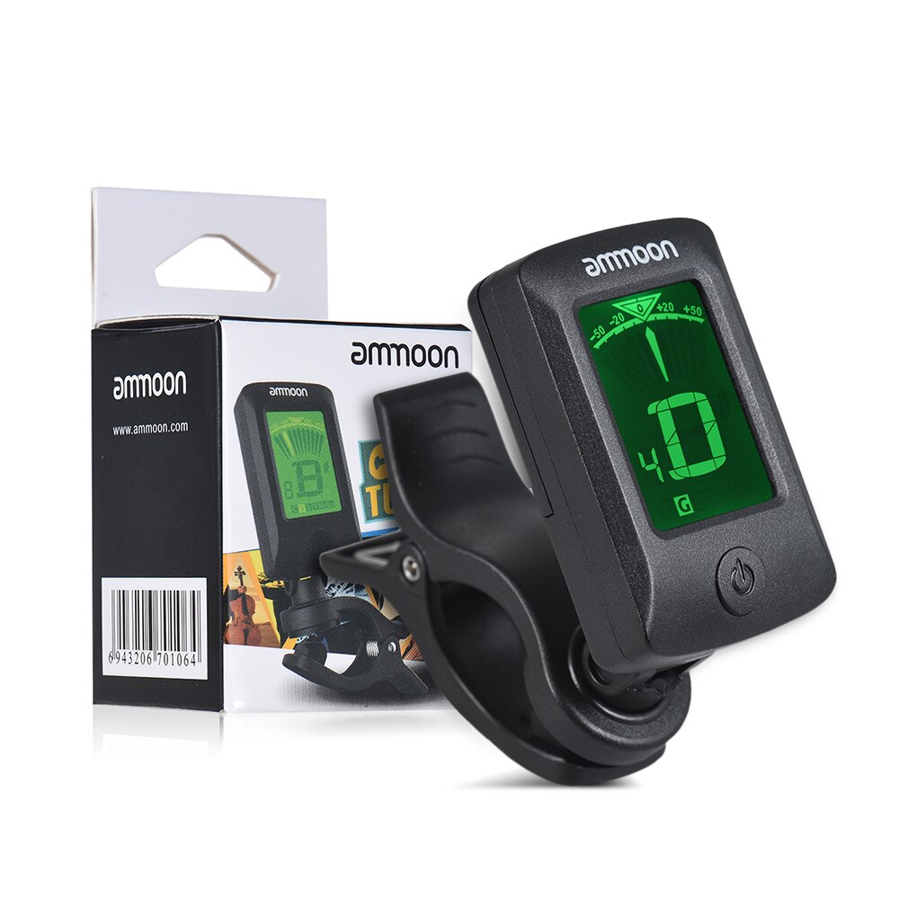 ammoon AT-07 Digital Electronic Clip-On Tuner LCD Screen for Guitar Chromatic Bass Ukulele C/ D Violin