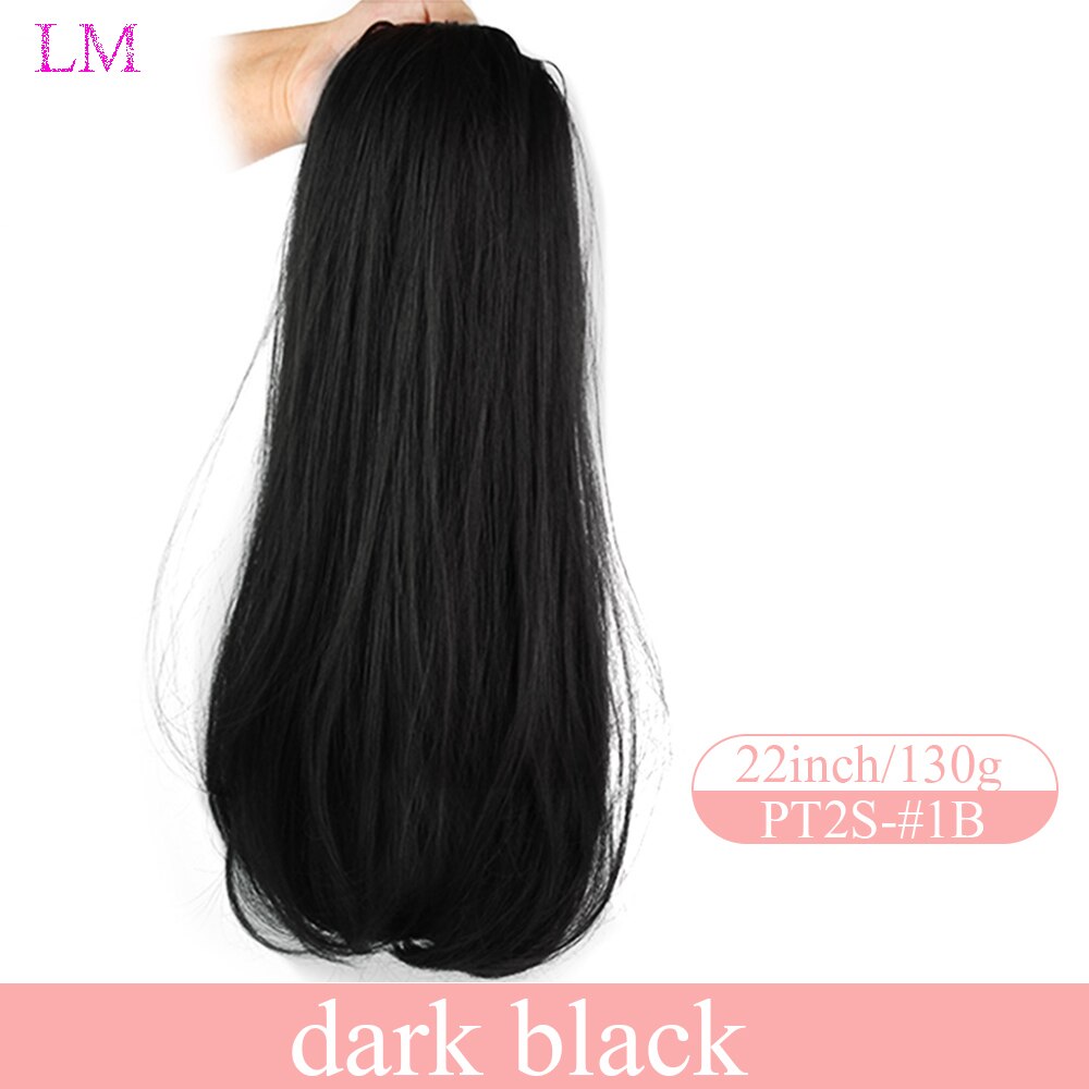 Lm Paardenstaart Trekkoord Straight Lint Paardenstaarten Clip In Hair Extensions 55 Cm, 22 "Pony Tail Paardestaart Synthetische Haarstukjes: Natuurlijke kleur