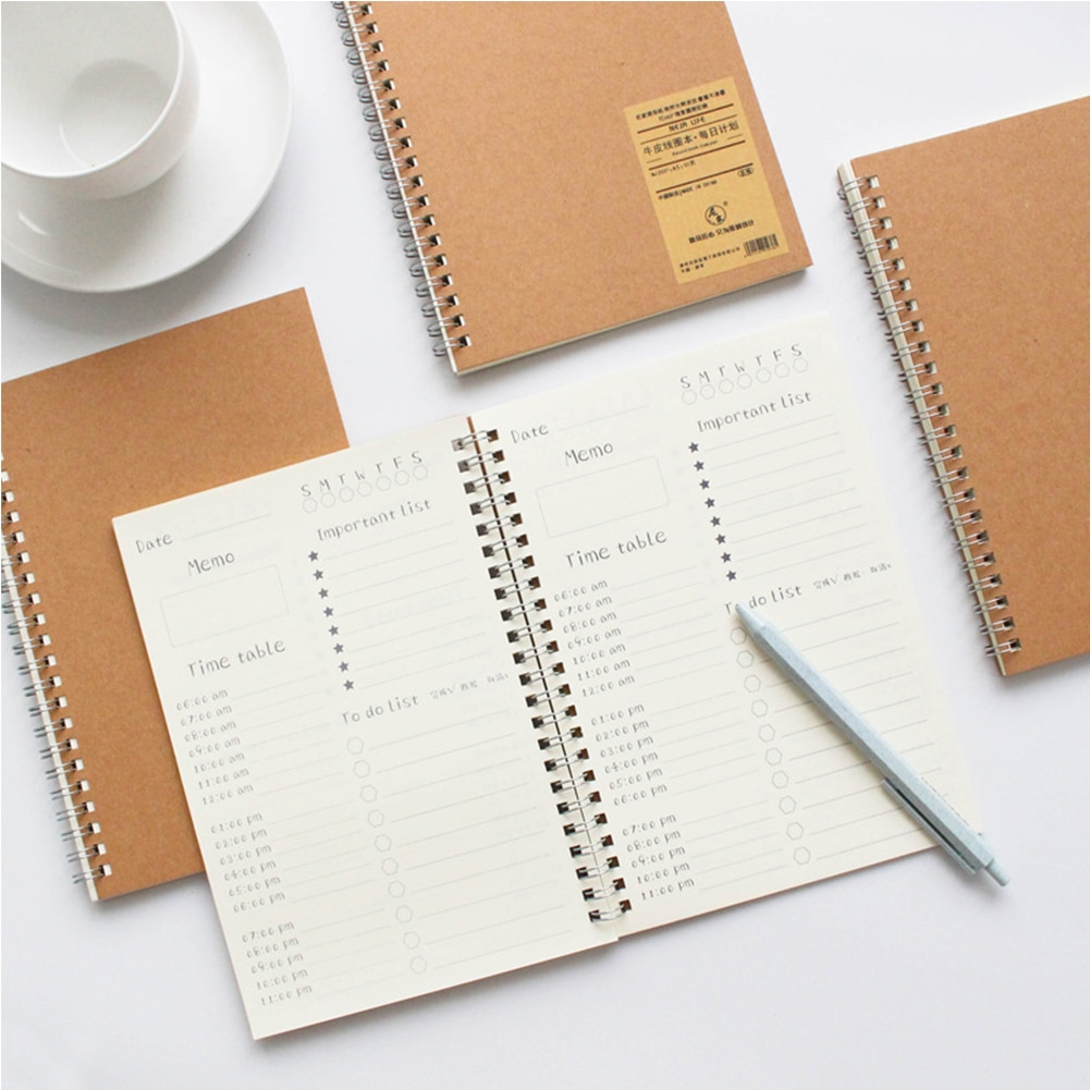 A5 Agenda Schedule Student Daily Notebook Travel Weekly Monthly Loose Leaf Writing Work Ring Binder To Do List Time Planner