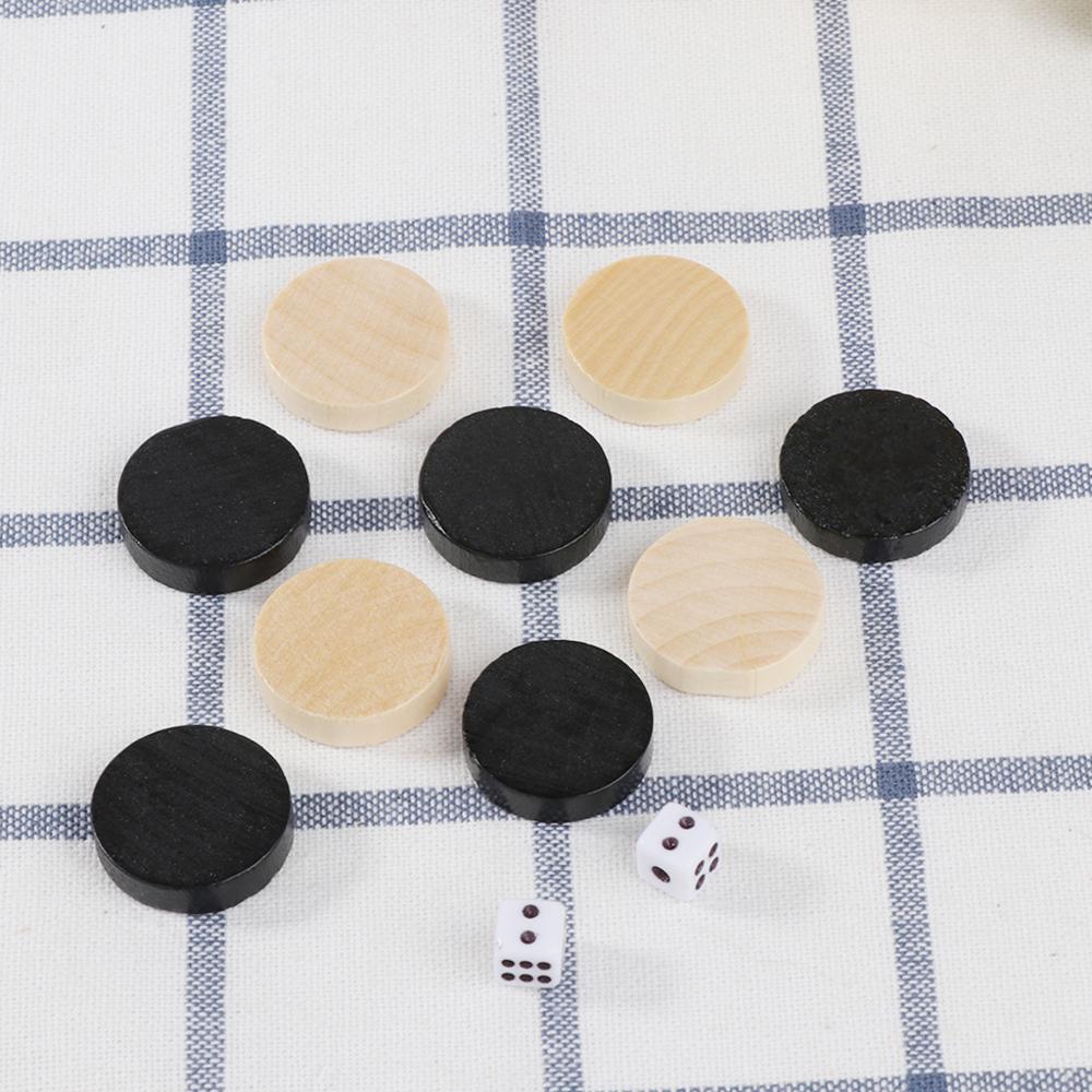 100% Brand and 30pcs Wooden Draughts Checkers Backgammon Chess Pieces for Kid Board Game 2 Dice
