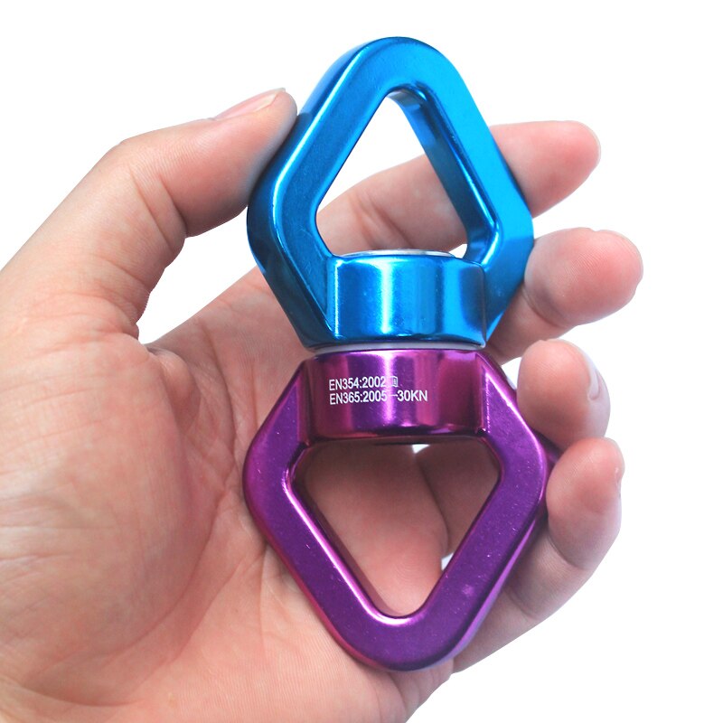 Fitness CLIMB 30KN CARABIN Universal Ring Gimbal Ring Rotary Connector Rotational Hammock Swing Spinner Rope Swivel Connector: SWIVEL Blue-purple