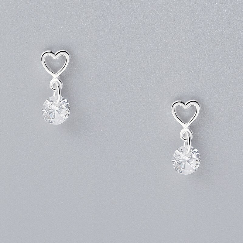 INZATT Style Real 925 Sterling Silver Crytal Heart Dangle Earrings Romantic Style For Women Accessories Jewelry: Default Title