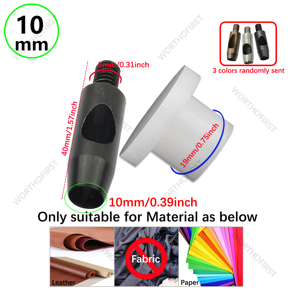 Agujero perforador de cuero y ojal, troqueles de instalación para prensa manual, molde para cortinas, zapatos, artesanía de cuero, accesorios de costura: Blanco