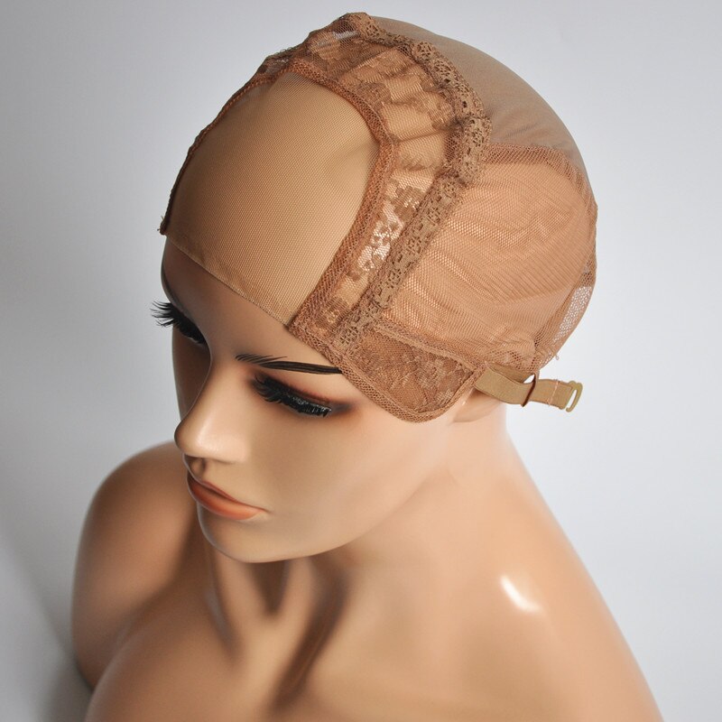 4*4 U Part Wig Cap Swiss Lace Cap For Making Wig With Adjustable Straps Dark Brown/Brown/Light Brown/Beige/Black Gluless Cap
