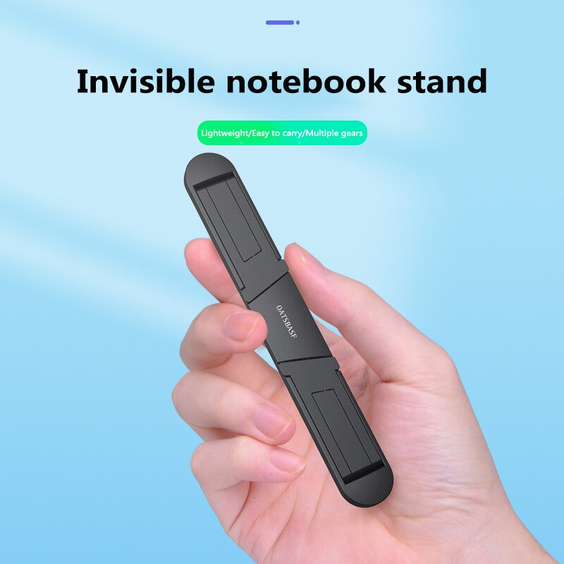 Support d'ordinateur portable Invisible portable Mini pliable en plastique ordinateur portable support d'ordinateur support de refroidissement: Black
