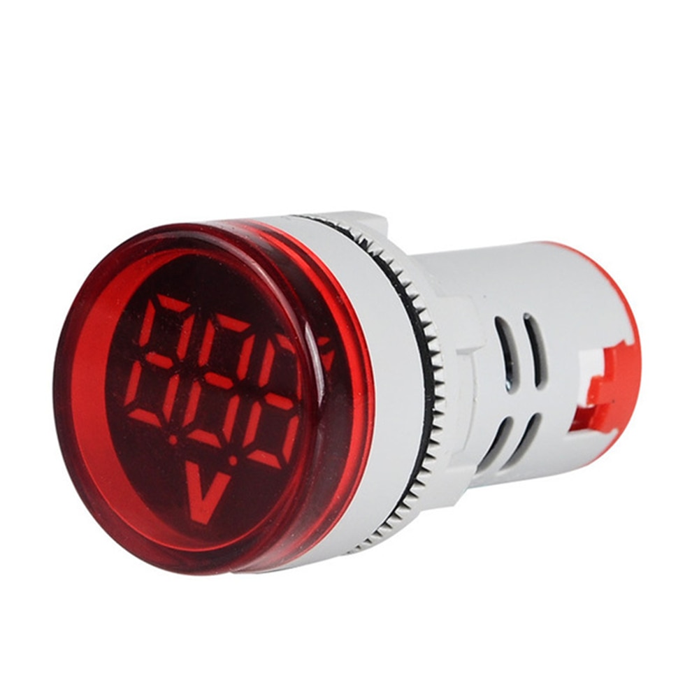 AC12-500V Led Digitale Voltmeter Display Gauge Voltage 22Mm Volt Meter Indicator Signaal Lamp Autolichten Tester: Red