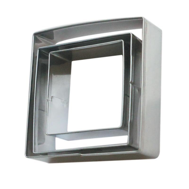 3Pcs/Set Plaque Cutter Cookies Frame Cake Oval Square Rectangle Fancy Stainless Mold