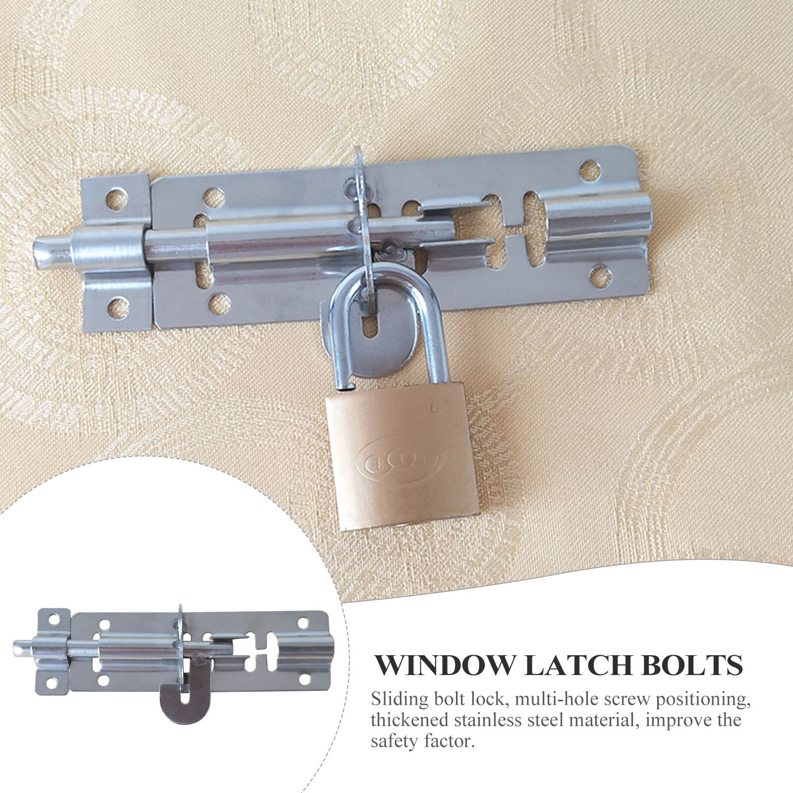 4pcs Sliding Bolt Sliding Lock Stainless Steel Sliding Door Lock