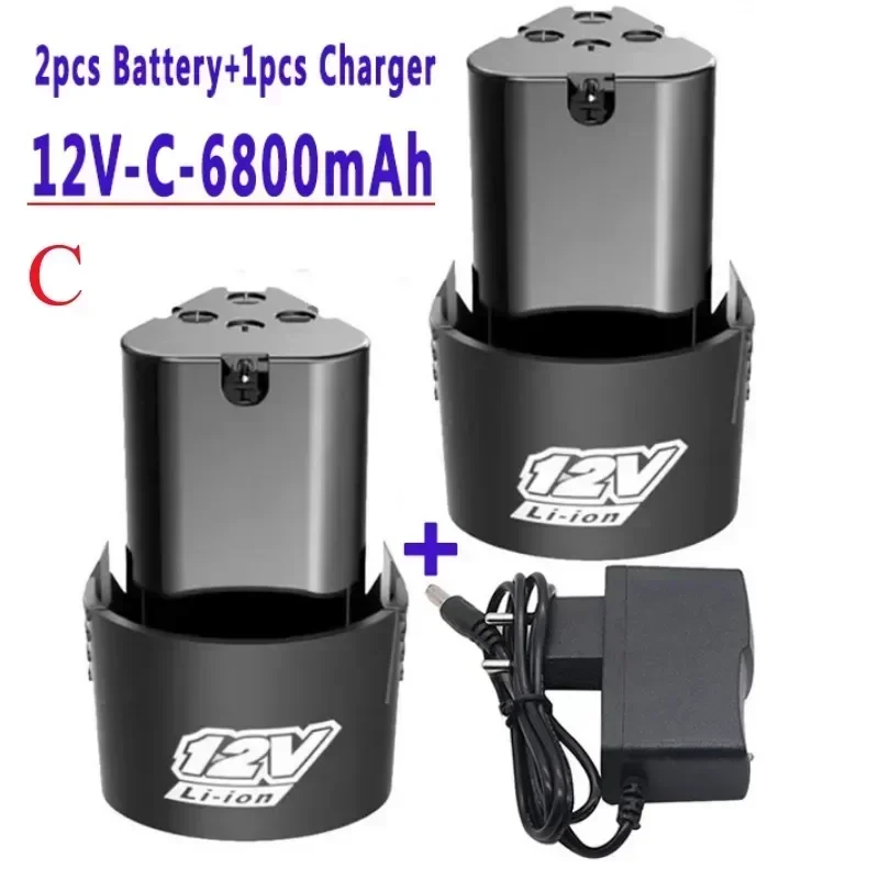 Batería recargable Universal de alta capacidad, 12V, 6800mAh, para herramientas eléctricas, destornillador eléctrico, taladro eléctrico, batería de iones de litio: Rojo