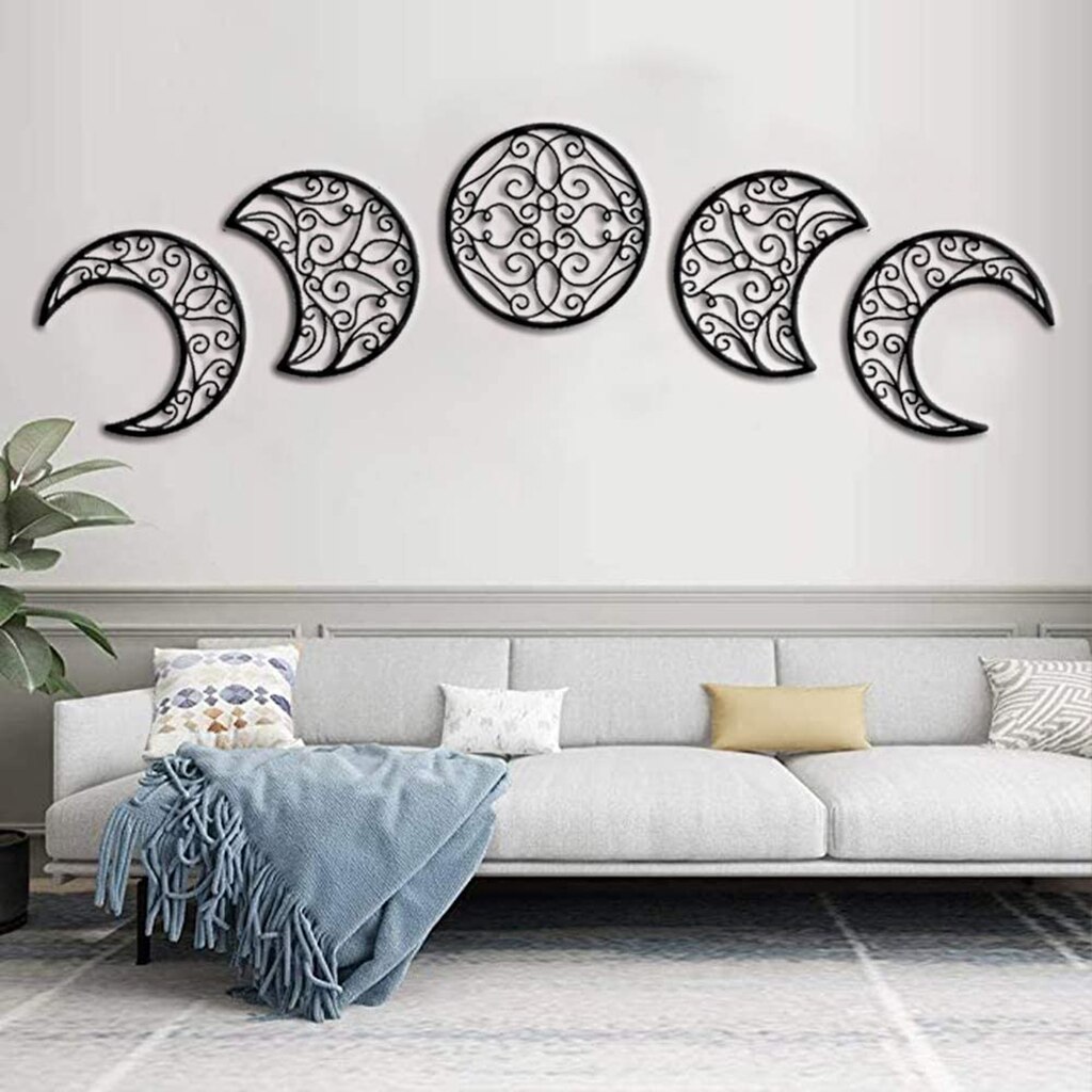 Décoration murale pour Bar, bureau, maison, crèche, fête de mariage, phase de lune, 5 pièces