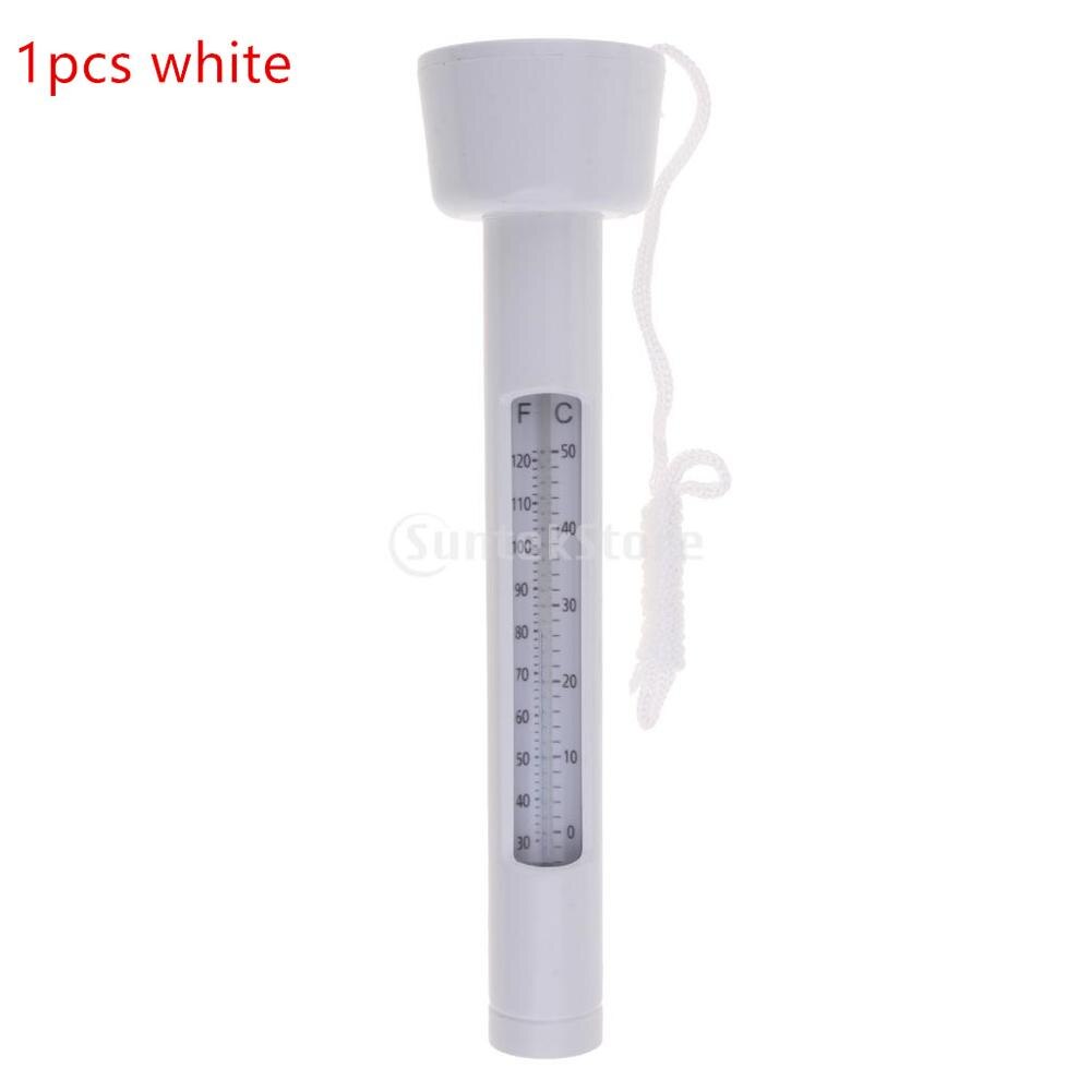 Swimming pool thermometer, pool & spa whirlpool, swimming thermometer, swimming water temperature with rope: White