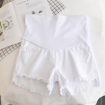 Short de maternité en Denim blanc fin, taille haute, ventre court, vêtements pour femmes enceintes, Shorts décontractés, collection été 17432: WHITE / M