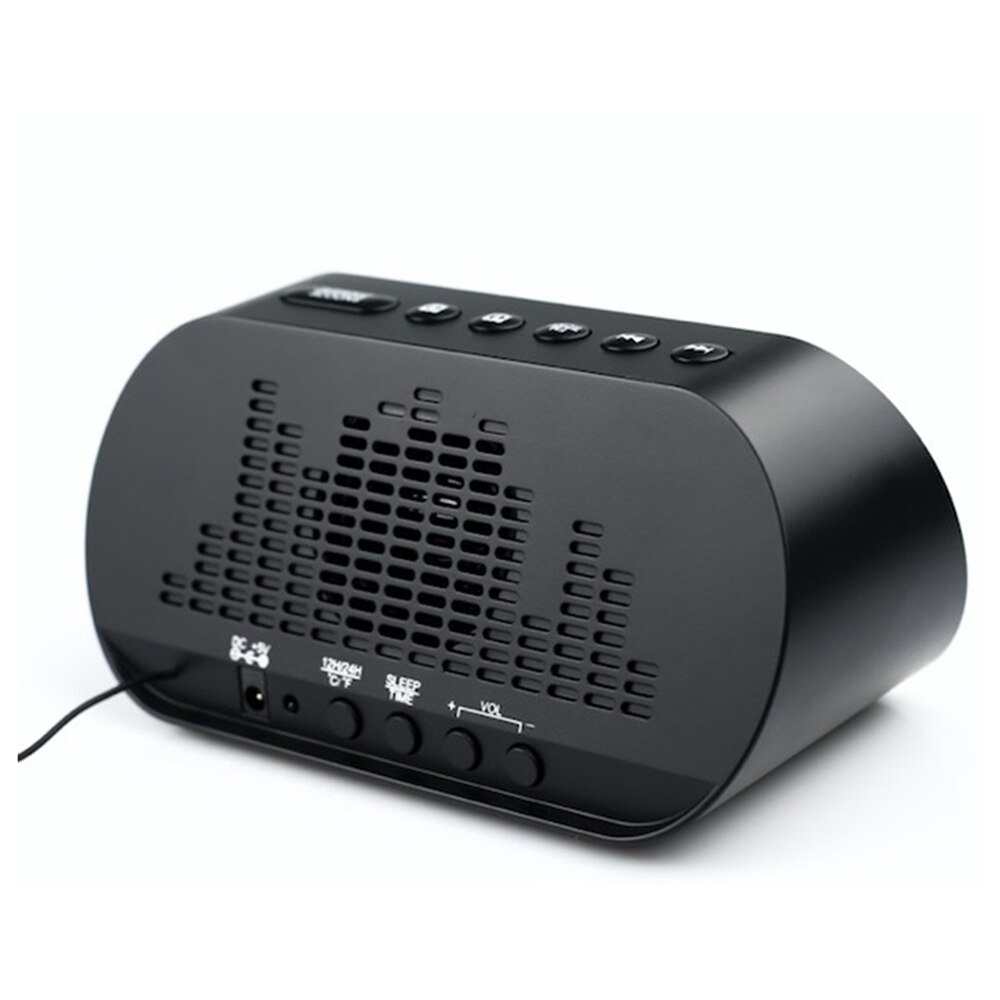 T2 Dual USB Charging Alarm Clock White Smart Wireless Radio LCD Calendar Temperature Display for Bedroom Desktop