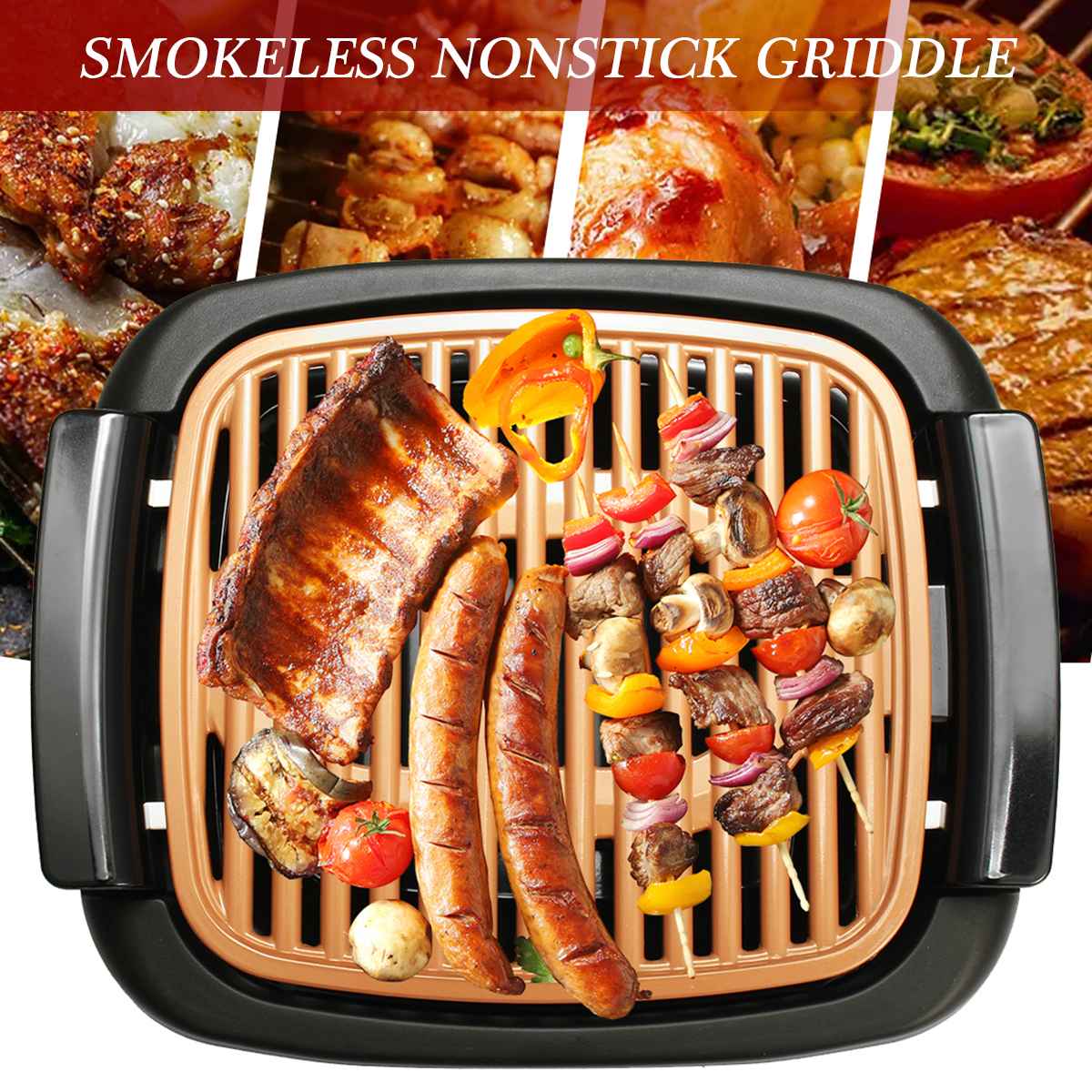 Parrilla eléctrica sin humo portátil para exteriores de 220V, parrilla eléctrica para barbacoa, parrilla eléctrica, modo de temperatura para Camping en el hogar