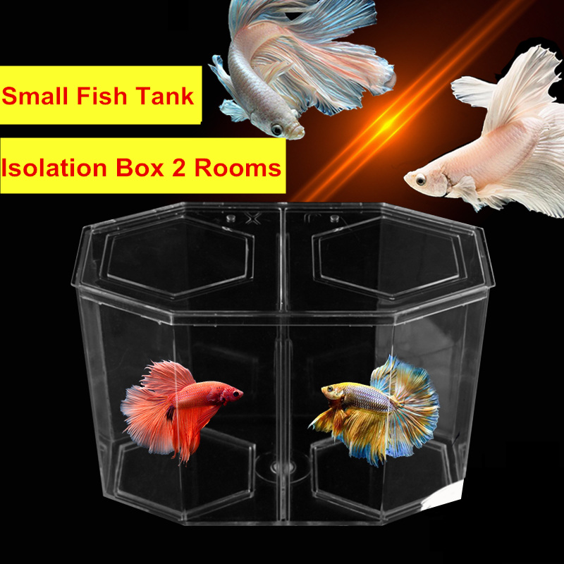 Acrylic Guppy Fish Tank Two Splits Aquarium Betta Fish Bowl Transparent Aquarium Hatchery Breeding Isolation Box AT009