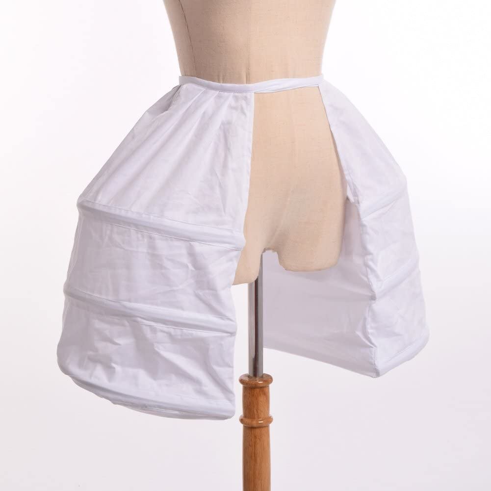 Blessume Victorian Dress Double Pannier Petticoat, White, One size