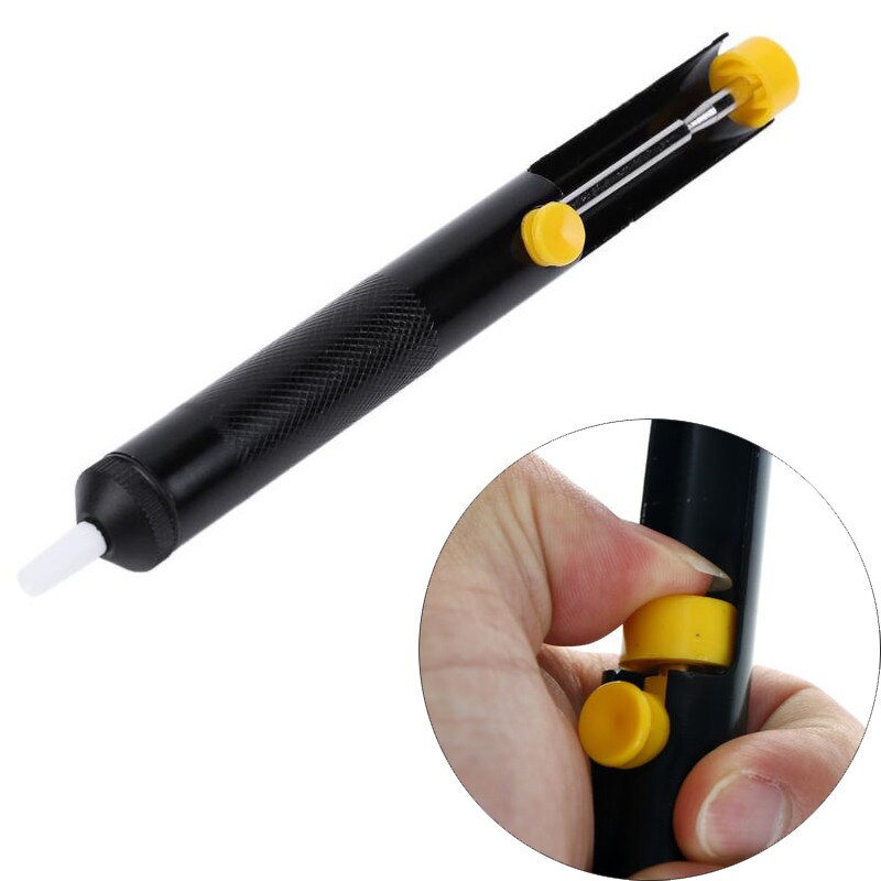 1Pcs Semi Aluminium Metal Desoldering Pump Tool Iron Desolder Hand Welding Tools Blue Durable Removal Device Vacuum Soldering: black