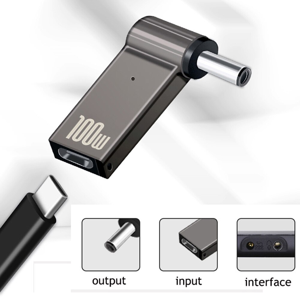 Pd 100w laptop strømstik usb type-c hun til dc han jack stik konverter til acer samsung asus lenovo hp dell notebook