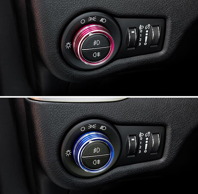 1pc huvudljusbrytare justera knapprattens lock trim för jeep cherokee biltillbehör kontroll sticer