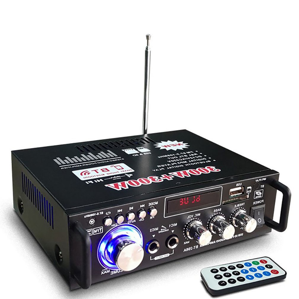 12 V/220 V BT-298A 2CH Lcd-scherm Digitale HIFI Audio Stereo Eindversterker bluetooth FM Radio Auto Thuis met Afstandsbediening