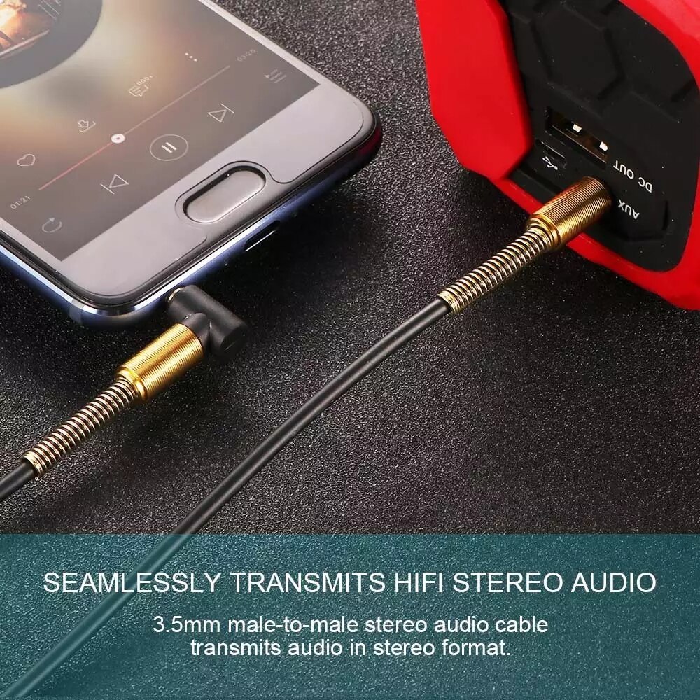 Car AUX Audio Cable 3.5mm Jack acoustics Male to Male HIFI Universal Stereo Audio Cable with 90 Degree Angle AUX Cord