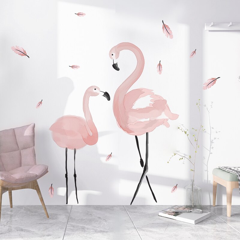 flamingo dyr veggklistremerker gjør-det-selv rosa fugler veggdekor til stue låve soverom barnehage hjem dekorasjon
