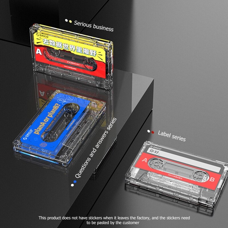 ORICO Cassette Tape Hard Drive Case USB3.0 For 2.5'' SSD HDD Enclosure External Transparent HDD Case with DIY Stickers