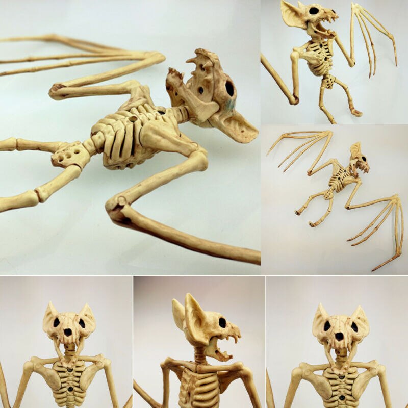Sales Bat Skeleton Hanging Upside Down Halloween Animal Prop Haunted House Decor