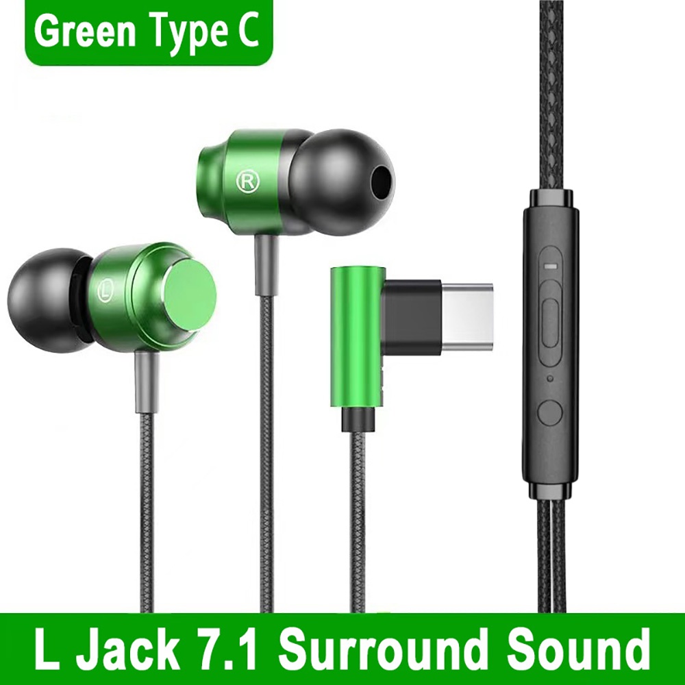 90° Jack Wired Gaming Headset HiFi Surround Sound With Mic Type C 3.5mm Music Headphones For iPhone Huawei In-ear Bass Earphones: WHITE