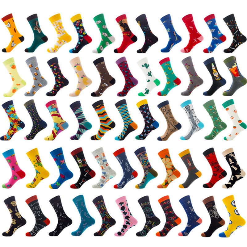 3pairs Funny Socks Personality Cotton Men& Women Sports Socks Beer Mouse Rabbit Shrimp Stamp Animal Food Fruit Cycling Socks