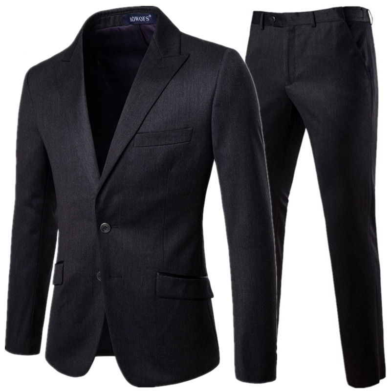 Men's Business 2 Pieces Suits Sets / Male High End Groom Wedding Dress Blazers Jacket Coat Pants Trousers