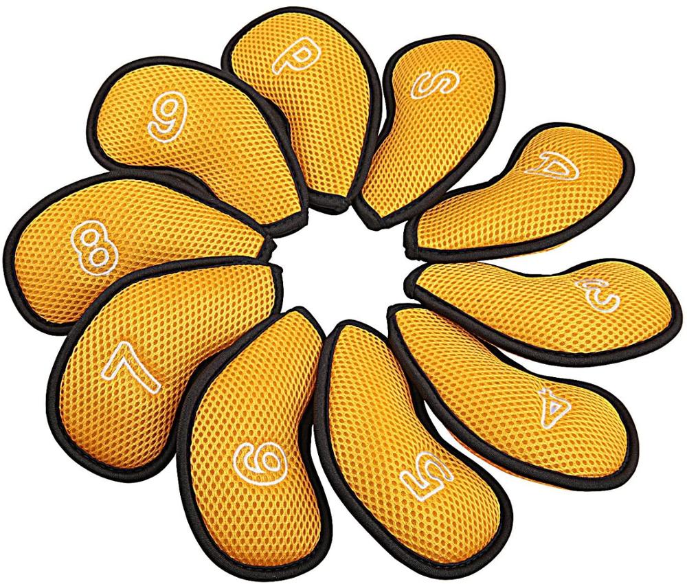 Golf Club Cover Golf Club Covers Headcovers Set Golf Club Cover Hybrid Golf Iron Club Cover Golf Club Iron Cover headcover 10Pcs: Yellow