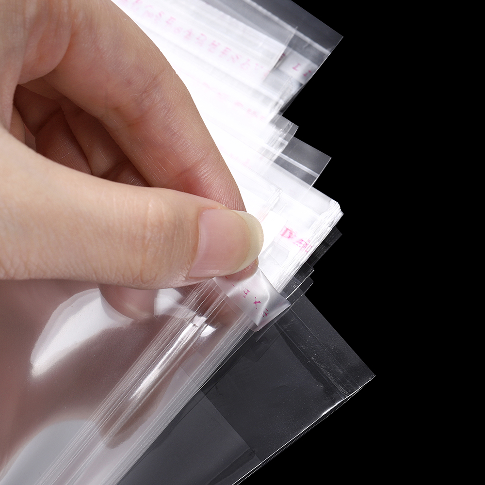 100 stks/partij Transparante Zelfklevende Seal Zakken OPP Plastic Cellofaan Zakken Tas & Pouch Sieraden Verpakking Zakken