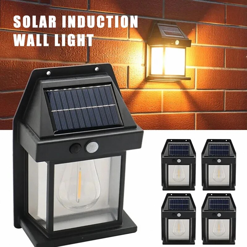 Outdoor Solar Wandlamp Waterdichte Wolfraam Gloeidraad Lamp Inductie Lamp Huishoudelijke Tuin Wandlamp Villa Verlichting Nachtlampje