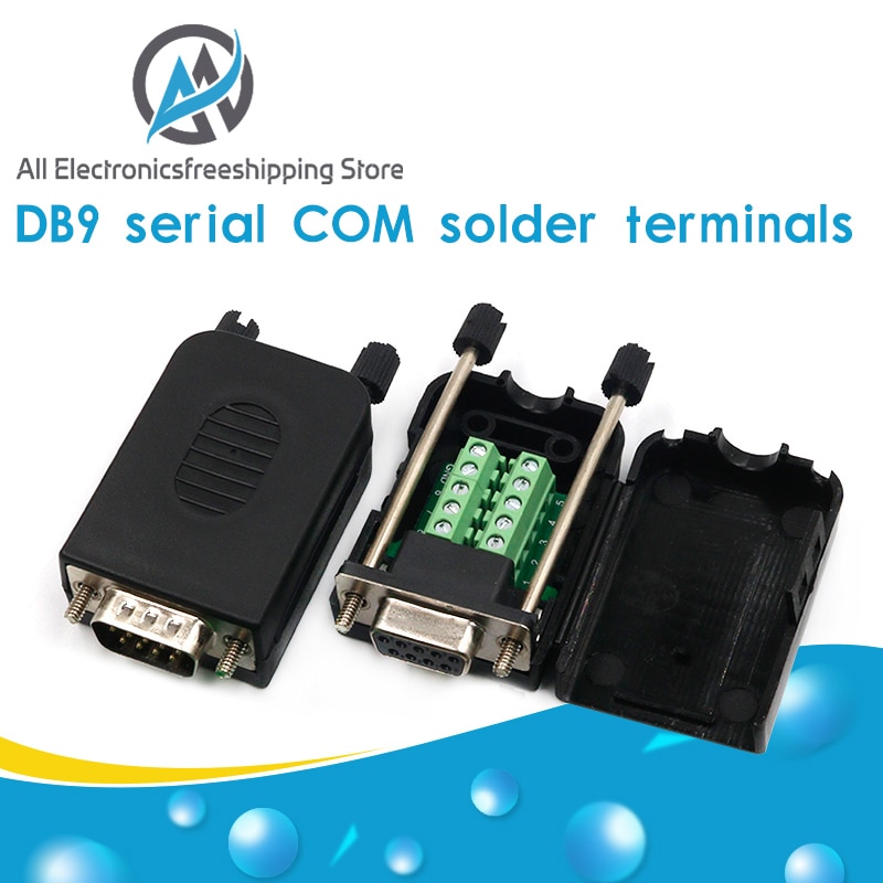 DB9 Seriële Com-Overdracht Gratis Soldeer Terminals RS232 Vrouwelijke Connector Met Achterkant Schroef Diy