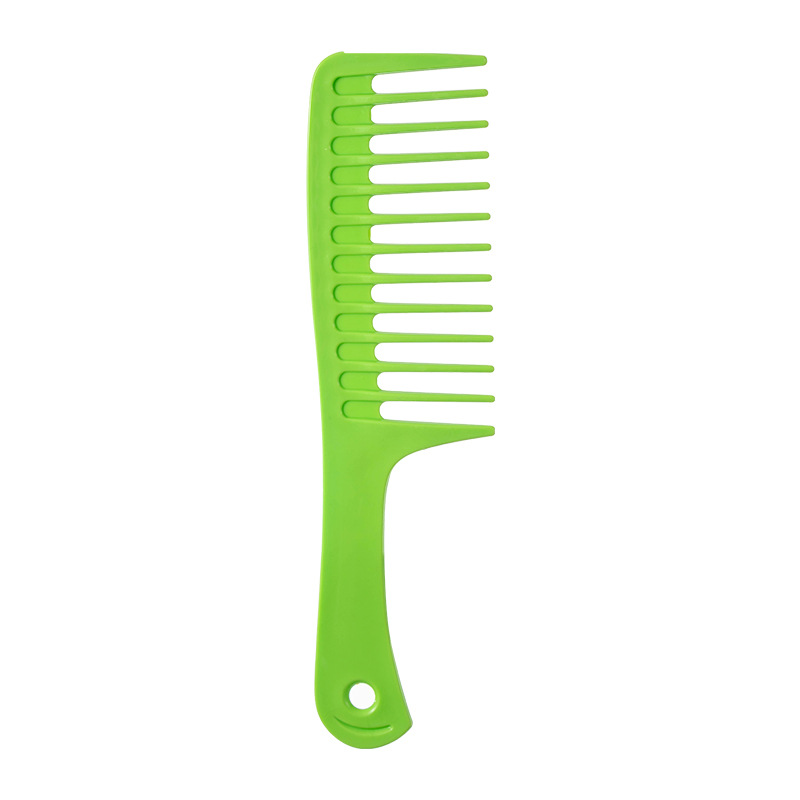 Peine de peluquería resistente al calor para mujer, cepillos de pelo rizado con gancho húmedo, herramientas de estilismo, dientes anchos y gruesos: Verde