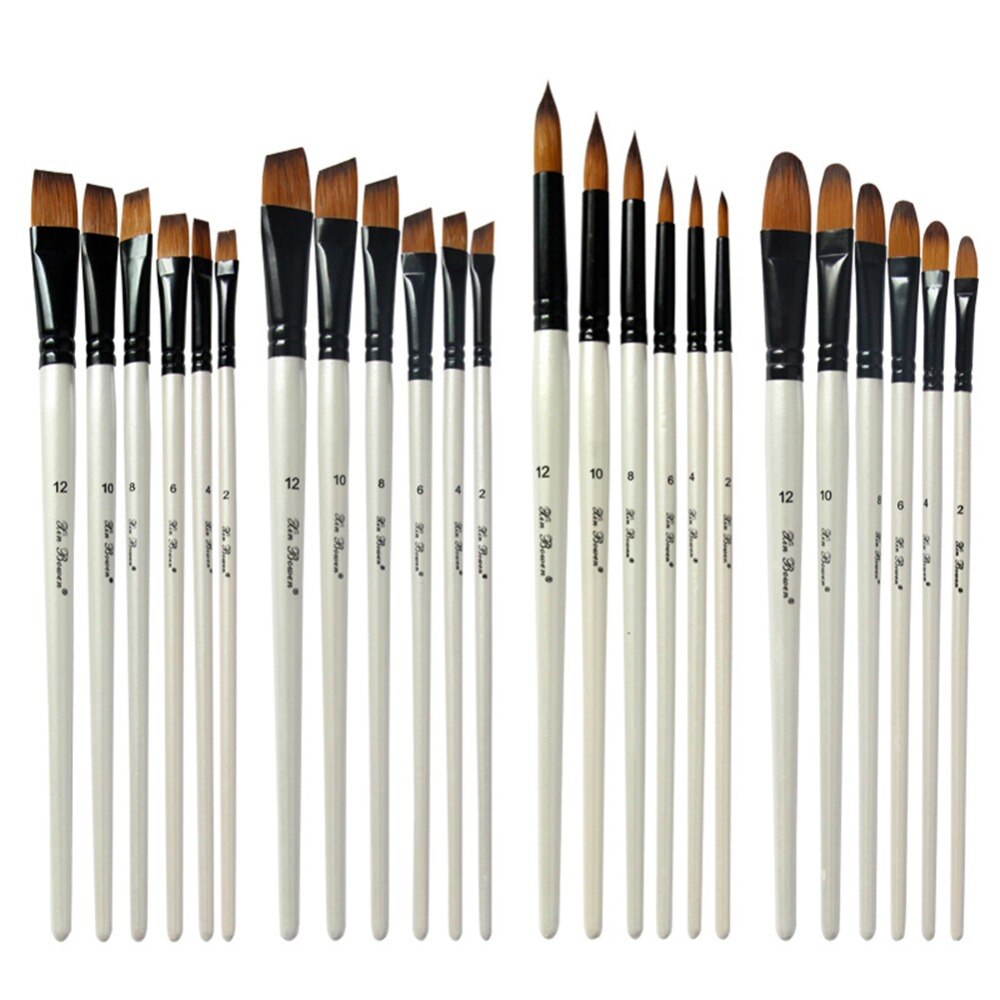 Juego de Pinceles con mango de madera para dibujo artístico, Set de pinceles con pelo corto de nailon para pintura, material de dibujo, 6 unids/set