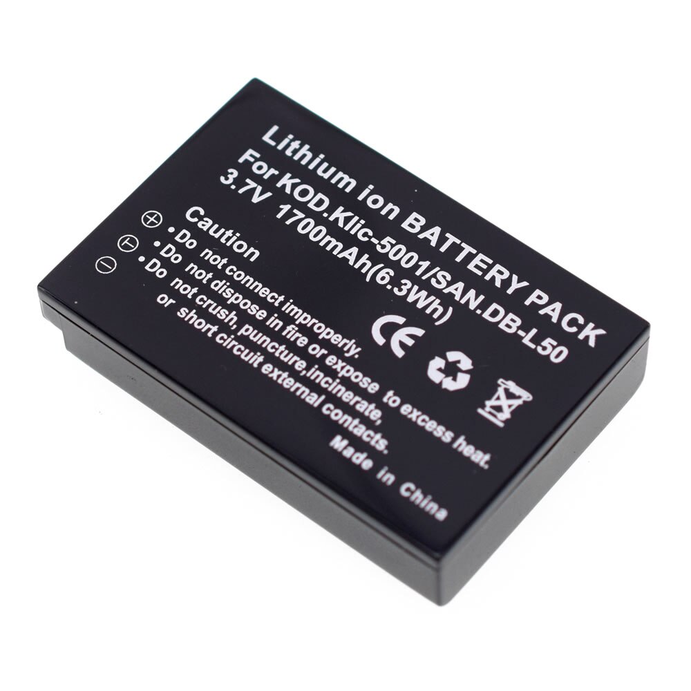 4x 1700mAh Replacement Battery for Kodak KLIC-5001 EasyShare DX6490 P850 P880 DX7440 DX7590 Z760 Z730 DX7630