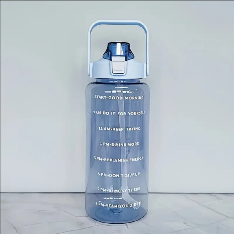 Butelka na wodę 1L bez BPA] 1 szt. Butelka na wodę PPSU z oznaczeniem czasu, słomką i uchwytem - Duża pojemność, dzbanek na wodę bez BPA: Niebieski