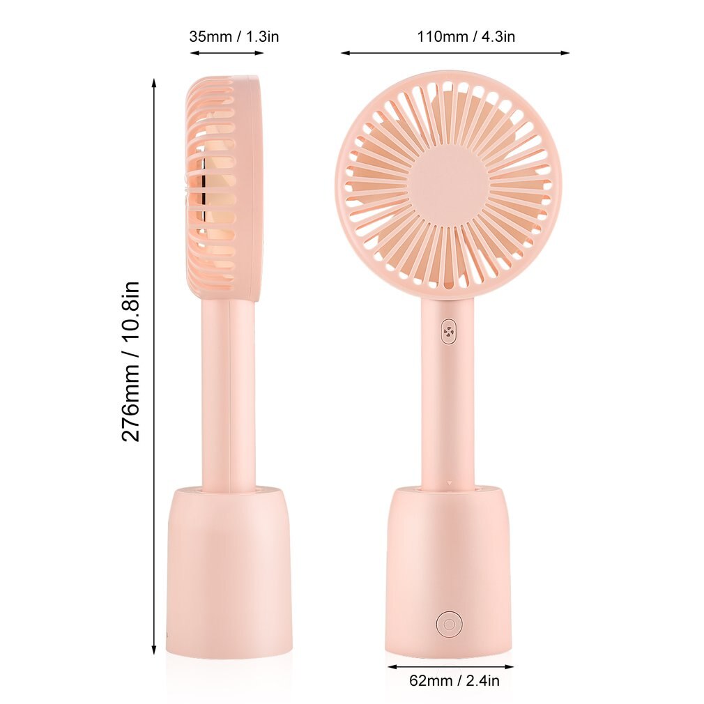 Mini Ventilatore USB - Batteria Ricaricabile 2-6h - 3 Velocità - Portatile Mano Scrivania - ABS: 2