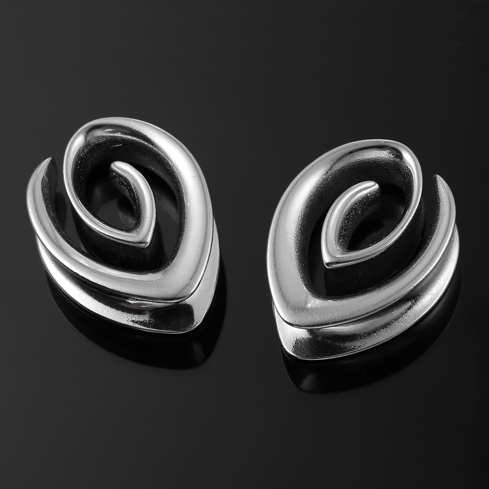 Twolobes, 2 uds., tapones de sillín simples en espiral, perchas, túneles, medidores para lóbulo estirado, Piercing en la oreja, joyería corporal para mujer, dilataciones: Verde / Color amarillo dorado claro