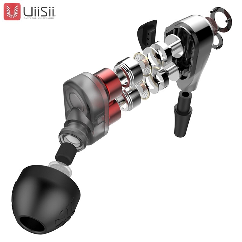 UiiSii BA-T8 HiFi Earphone Earbuds Dual Dynamaic Music In-Ear Earphone Noise Cancelling Wired with Mic For iPhone Xiaomi Android