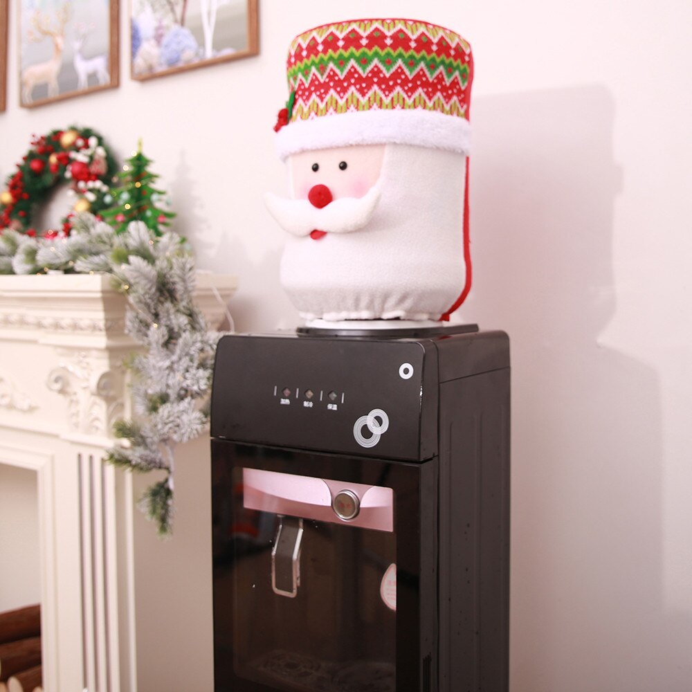 Dispensador de cubeta de agua con cubierta de polvo navideña, purificador de botellas, decoración navideña de Navidad, decoración para Feliz Año , , para decoración de hogar