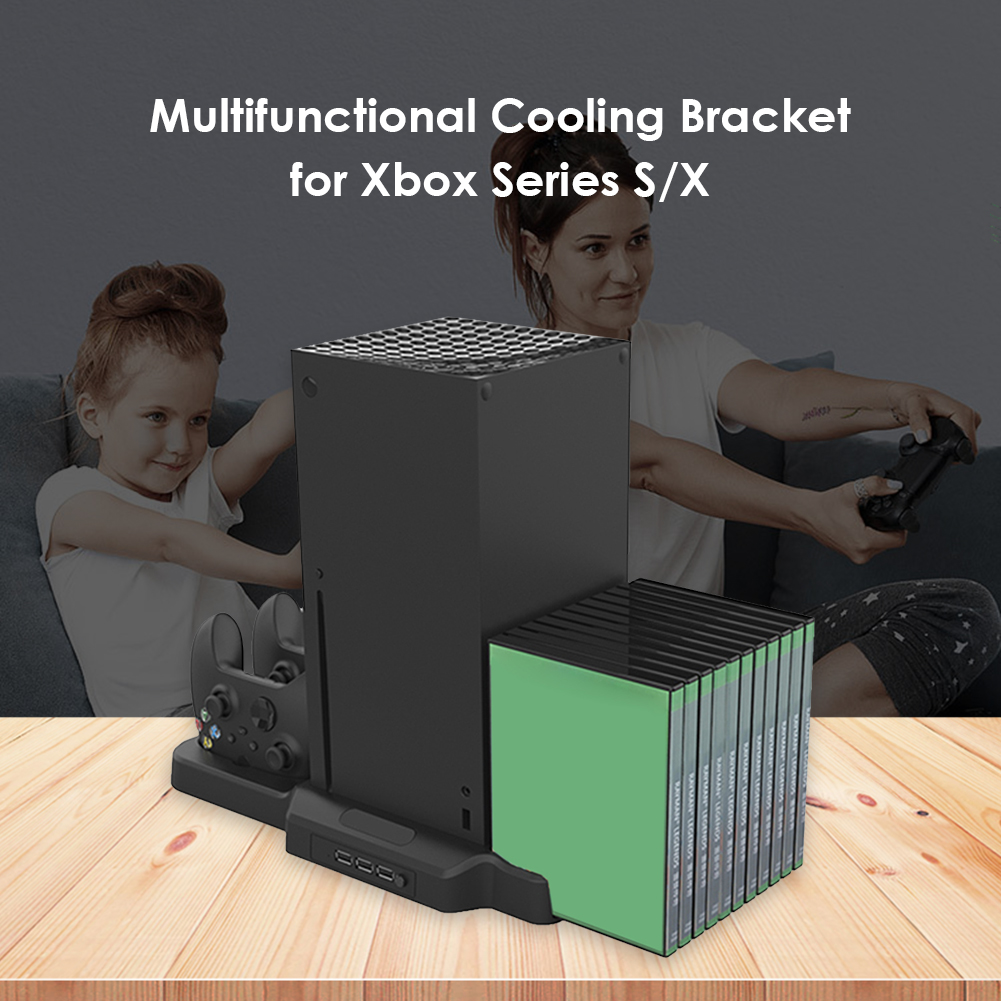 Koelventilator Standhouder Externe Koeler Voor Xbox Serie S X Stand Controller Lader Met 2 Fans 3 Usb-poorten 11 Game Slots