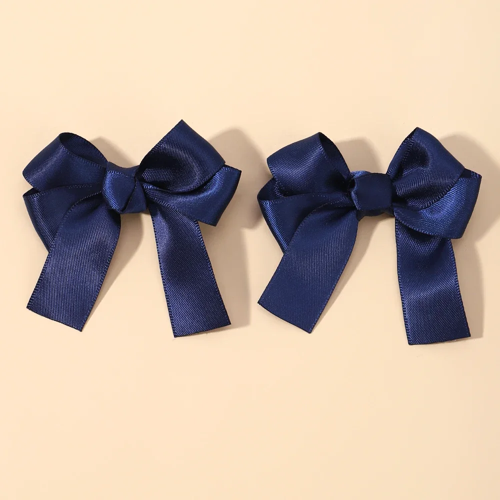 Pinzas para el pelo con lazo para niña, 2 piezas, lazos de cinta de Color sólido, horquillas, accesorios para el cabello de Boutique para niños,: Champán