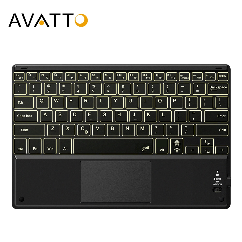 Avatto Russisch/Spaans/Engels 10.1 Inch Backlight Tablet Toetsenbord Met Touchpad Bluetooth Toetsenbord Voor Android, Windows, ios
