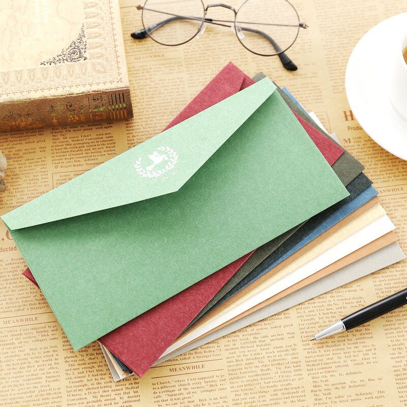 3 stks/partij/Set 11x22 cm Leuke Bussiness Enveloppen Voor Party Bedrijf Geen 5 Gekleurde Kraft dikke Opslag Enveloppen Off Wit