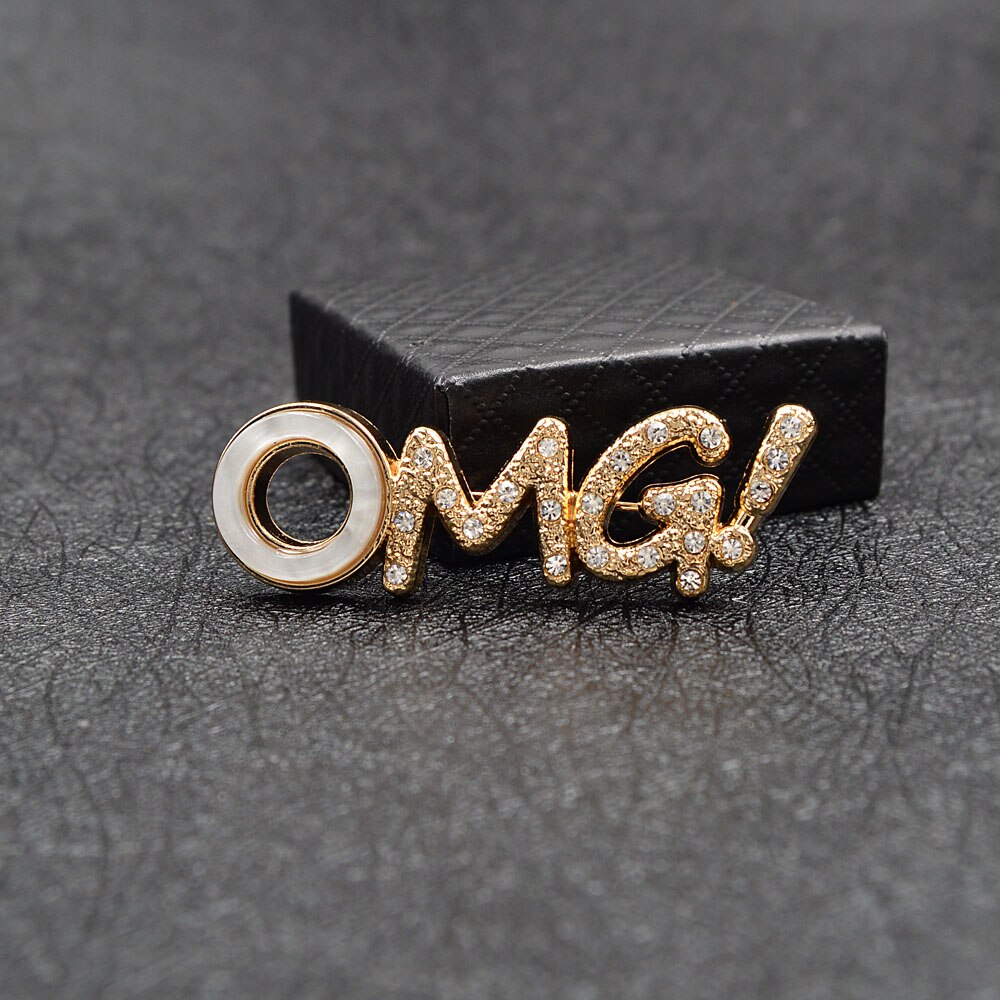 Cindy Xiang Strass Brief Broche "Omg Creatieve Mode Broches Unisex Vrouwen En Mannen Pin Mode-sieraden