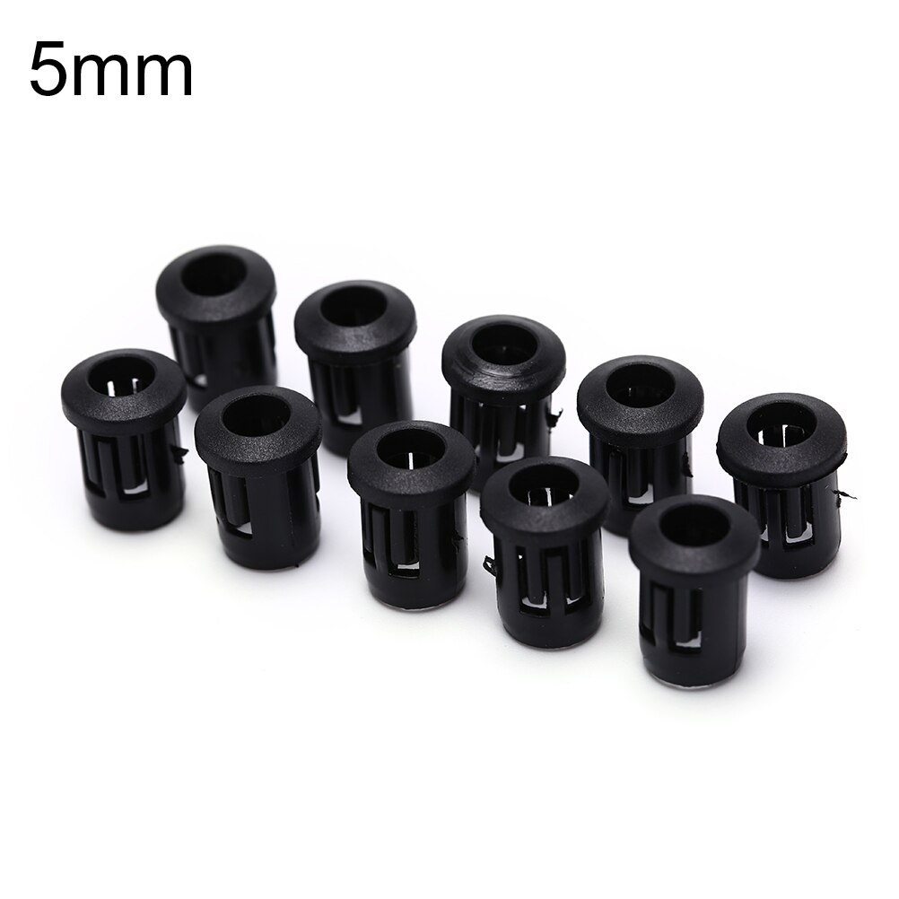10pcs Black Plastic 3mm/5mm/8mm Lamp LED Diode Holder Black Clip Bezel Socket Mount: 5mm